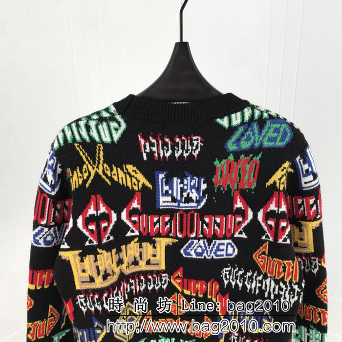 GUCCI古馳 18ss秋冬新款 官網同步發售 提花logo毛衣 微厚實面料 版型完美 男女同款 ydi2510